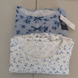 abercrombie kids Girls Shirt Lot (2) Size 17/18 Pastel Dainty Floral Cottagecore